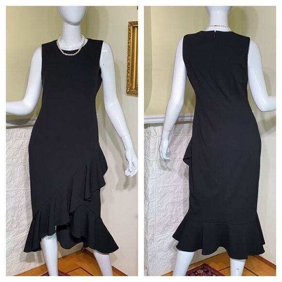 Calvin Klein LBD Sleeveless Ruffled Sheath Dress - Picture 1 of 14